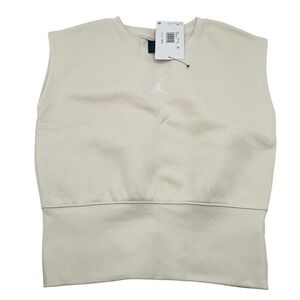 NWT Jordan Nike Girls Sleeveless Sweatshirt Top Beige Crew Neck Jumpman Medium